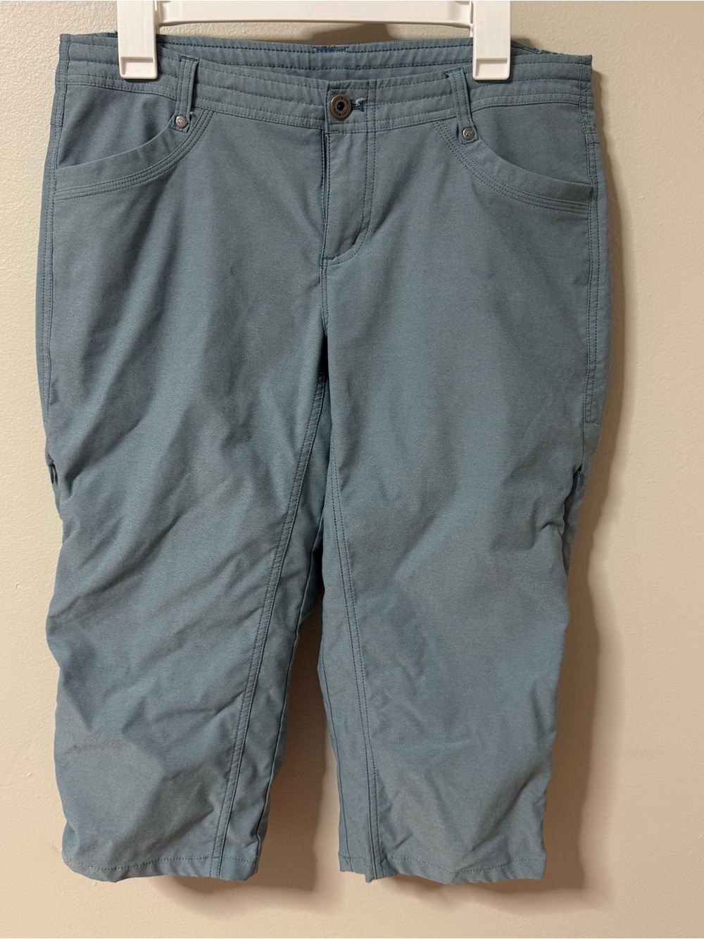 Kuhl Womens 10 Teal Blue Mid-Rise Hiking Capri Pants Trekr Kapri Nylon Outdoor